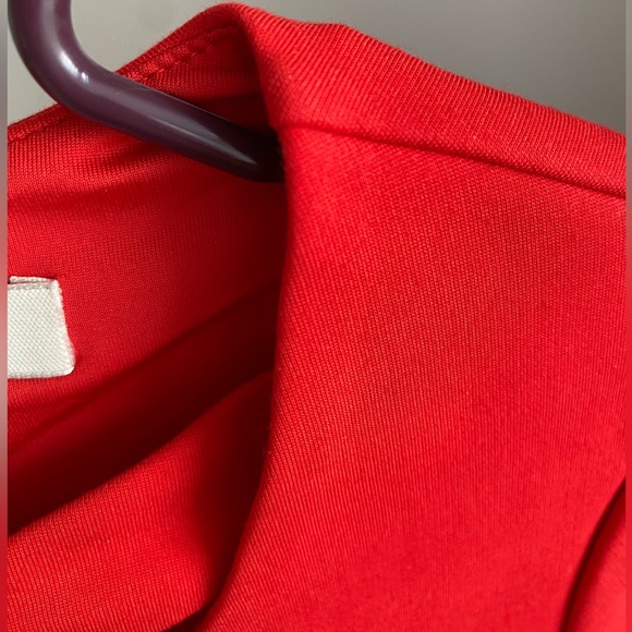 Halston Heritage Red Cut Out Bateau Neckline knee length Dress 3/4 Sleeve US 4 - Picture 9 of 16